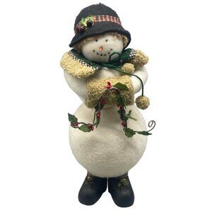 Christmas debbie mumm snowman woman figurine white shawl muff shat boots READ